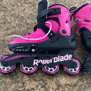 Adjustable Roller Blades Girls 5-8 Hot Pink
